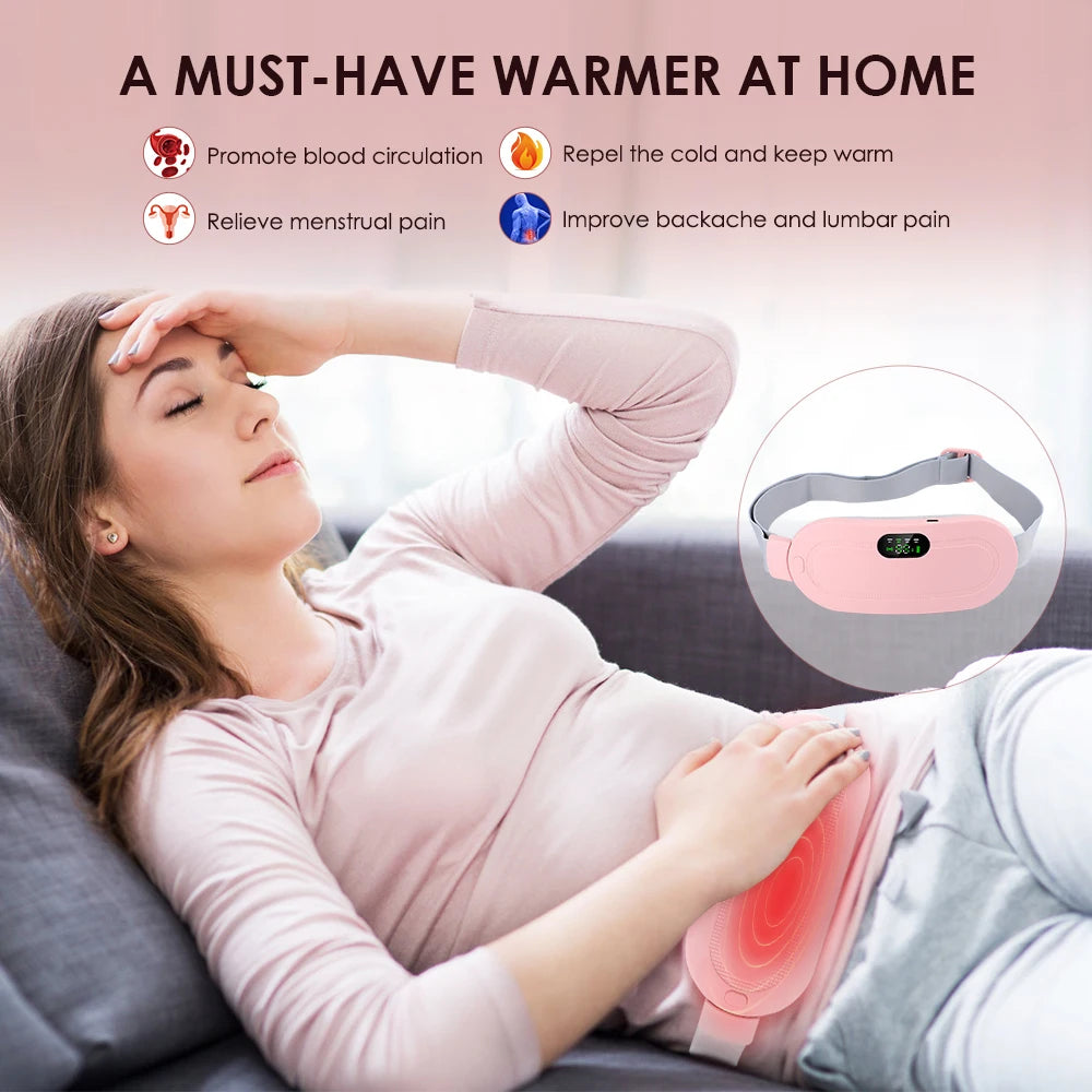 Portable Menstrual Heating Pad Warm Palace Waist Belt Period Cramp Massager Menstrual Heating Pad Dysmenorrhea Relieving Belt